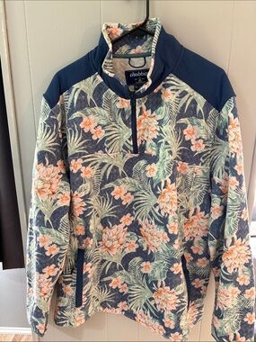 chubbies men’s quilted Navy and Peach Floral quarter zip pullover